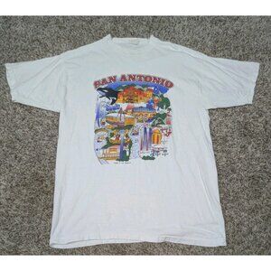 Vintage San Antonio T-Shirt Mens Large White Landmarks Alamo Single Stitch
